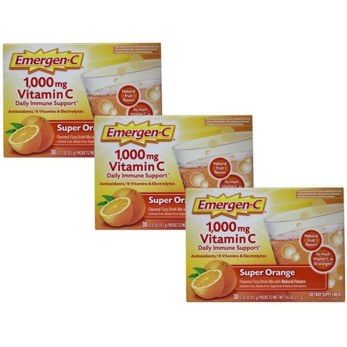 Emergen-C 1000 mg Vitamin C - Super Orange Flavor Pack of 3,30 count