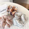 4 PACK Oversize Hair Scrunchies, Hair Elastics Bands Floral Hair Scrunchie, Elastic Rubber Bands Chiffon Hair Scrunchies for Thick Curly Hair Flower Hair Ties Hair for Women Girls