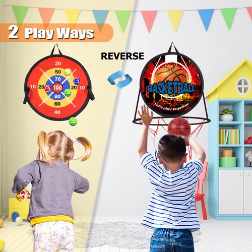 14" Dart Board for Kids, Basketball Hoop for Kids Toddlers, Sports & Outdoor Play Easter Gift Toys for Kids for 3 4 5 6 7 8 9 10 11 12 Year Old Boys Girls, Party Favors for Birthday