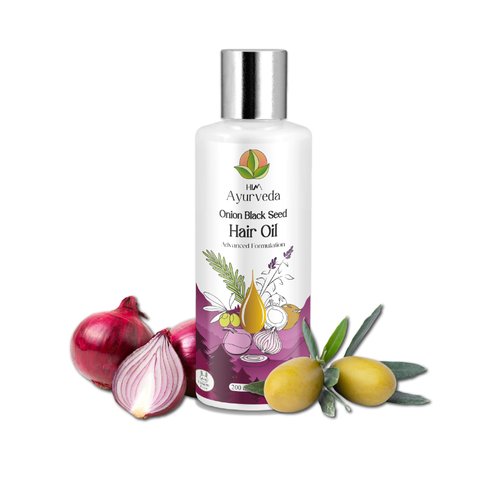 HIM AYURVEDA Onion Black Seed Hair Oil for Men and Women with advanced formulation -200 Ml for Stronger hair