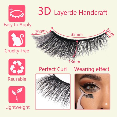 5 Pairs Cat Eye False Eyelashes, UHOMENY Angel Wings Cat Eye Lashes Natural Look Fox Eyelashes Adhesives Makeup Eye Angel Lashes Extension Fairy Sexy Eyelash (Black)