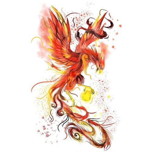 Dopetattoo 6 Sheets Temporary Tattoos Phoenix Birds Fire Bird Flying Legends Temporary tattoo Neck Arm Chest for Women Men Adults 3.7 X 3.7 Inch Birds Tattoo