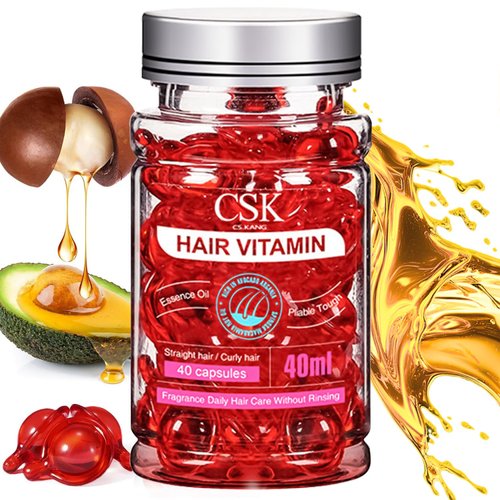Slthe Hair Treatment Serum Hair capsule- No Rinse with Argan Macadamia Avocado Oils - Vitamins A C E Pro B5 Hair Conditioner Serum, Red