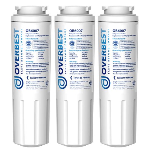 Overbest UKF8001 Replacement for EveryDrop by Whirlpool Refrigerator Water Filter 4, EDR4RXD1, Pack of 3