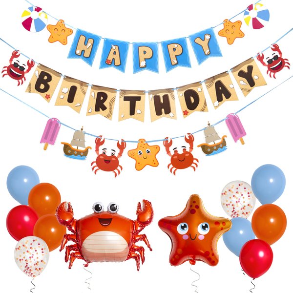 Pirese Crab Party Decorations, Crab Birthday Decor, Crab Decorations Party, Crab Feast Party Supplies | Seafood Boil Party Supplies | Crab Sign | Crab Balloon | Crab Boil Party Supplies, Seafood Party