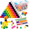 219 Pcs Math Learning Linking Cube with Activity Cards Storage Container Set, Plastic Colorful Counting Blocks for Preschool Learning Activities Math Manipulatives Homeschool Teacher Kindergarten