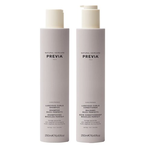PREVIA Curlfriends Shampoo and Conditioner Set for Curly Hair Vegan Sulfate-Free Hydrating Formula for Bouncy Shiny Curls Nourishing Treatment for Curly and Wavy Hair with Natural Ingredients 8.45 oz