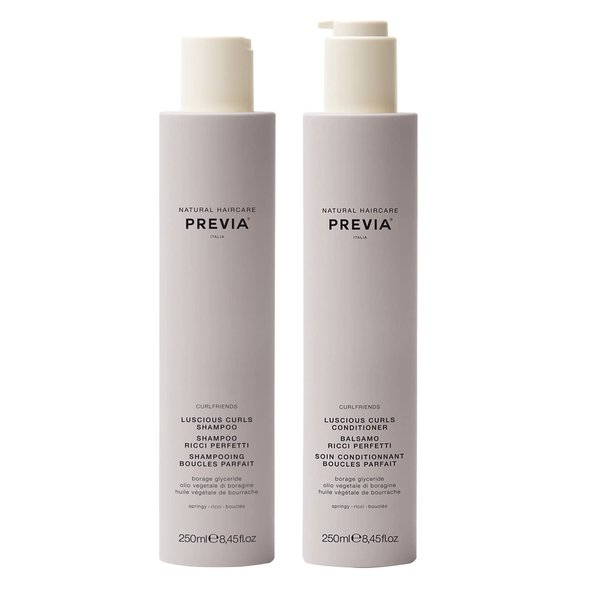 PREVIA Curlfriends Shampoo and Conditioner Set for Curly Hair Vegan Sulfate-Free Hydrating Formula for Bouncy Shiny Curls Nourishing Treatment for Curly and Wavy Hair with Natural Ingredients 8.45 oz