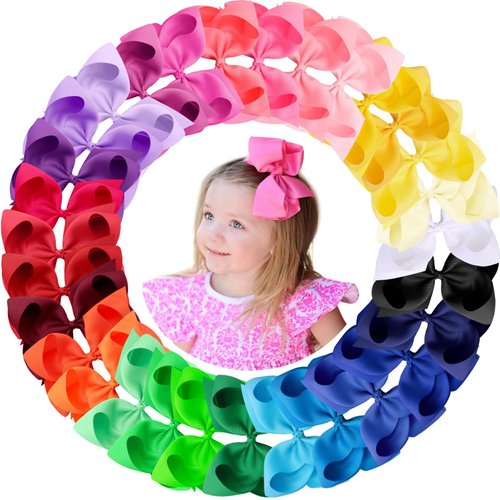 Oaoleer 30 Colors 4 Inch Hair Bows Clips Grosgrain Ribbon Bows Hair Alligator Clips Hair Barrette...