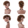 Aisaide High Puff Afro Ponytail Drawstring,Short Curly Ponytail Extension,Mohawk Kinky Synthetic Hair Bun with Bangs,Wrap Updo Clip in Hair Extensions with Six Clips and Two Comb