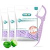 LIAMOSS Dental Floss Picks,Twin Line 300 Count Lemon Flavor Dental Flossers,LIAMOSS Dual Action Flossing System,Superfine Toothpicks Sticks,Comfortable for Tight Teeth(Purple)