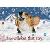 Pipsqueak Beagle Christmas Cards Snowflakes : 10 Holiday Cards with Red Envelopes - ADORABLE!