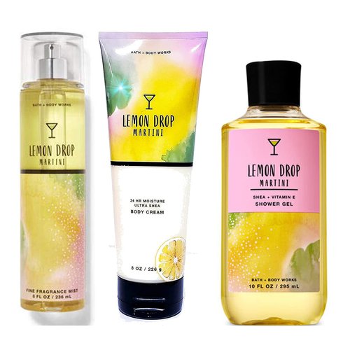 Bath and Body Works Lemon Drop Martini 3 pc Bundle - Shower Gel, Fine Fragrance Mist and Ultra Shea Body Cream (Lemon Drop Martini)