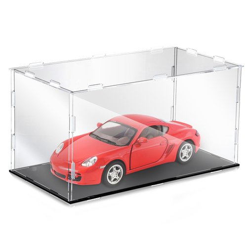 Singhoow Acrylic Display Case 1: 18 Model Car Display Case Clear Acrylic Display Box with Black Base Display Stands Display Case for Car Collectibles Toy Storage