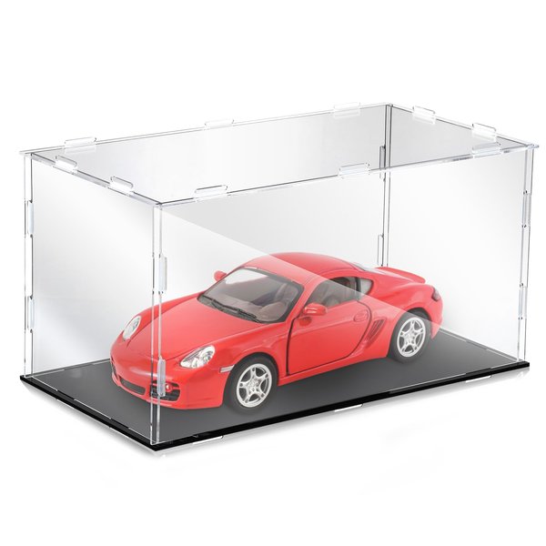 Singhoow Acrylic Display Case 1: 18 Model Car Display Case Clear Acrylic Display Box with Black Base Display Stands Display Case for Car Collectibles Toy Storage