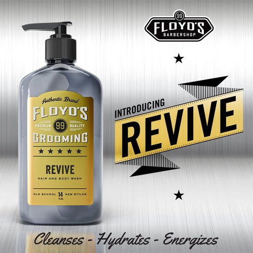 Floyd's 99 Revive 3 in 1 Men's Body Wash - Men's Shampoo, Body Wash, & Face Wash All-in One - Triple Action Formula - Moisturizing - 14 oz.
