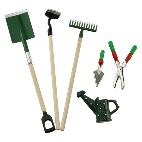 Tegg Miniature Dollhouse Garden Tools 6PCS Mini Doll House Working Accessories