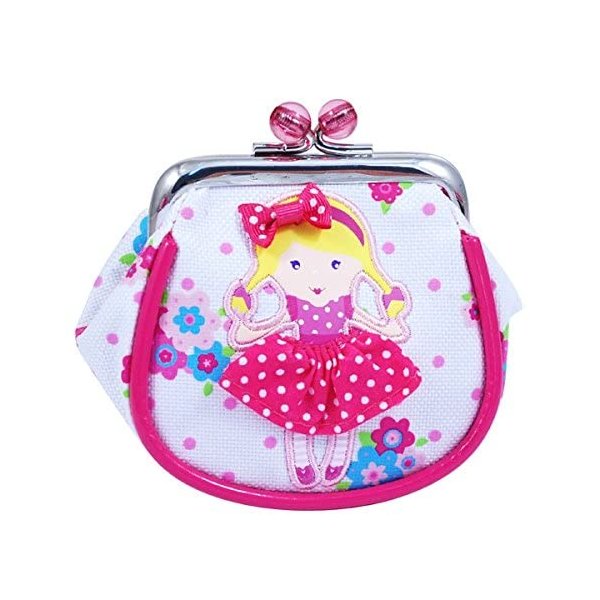 Pink Poppy Polka Dot Doll Clip Coin Purse (White)