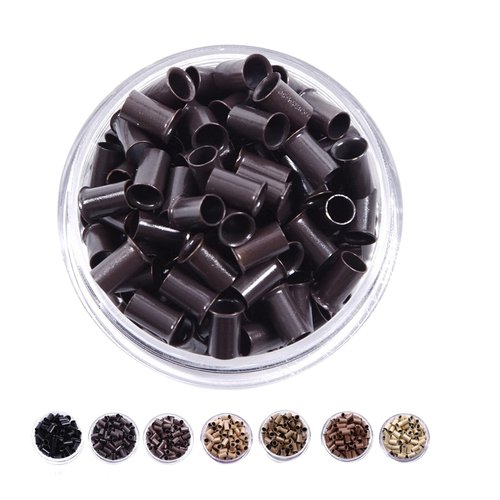 Cooper Micro Link Beads for I-Tip Human Hair Extensions with Copper Tubes Beads Non-Silicone Lock...