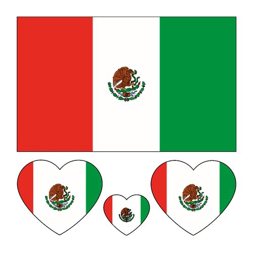 Mexican Flag Tattoos,10 Sheets Mexican Independence Day Temporary Tattoos Sports Temporary Face Tattoos Stickers,40 Pcs Waterproof Sweat Tattoos For Men Kids Women(Mexico)