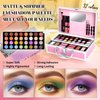 YBUETE Beginner Makeup Kit for Teen,Makeup Set for Girl Women,Beginner Makeup Kit with Cosmetic Train Case Included 32 Colors Eyeshadow Blush Contour Lip Gloss Lip Liner Mascara Eyeliner Mirror