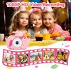 Kids Camera Toys for Ages 3 4 5 6 7 8 9 Girls, 48MP Dual Lens Toddler Camera Kids Digital Camera Christmas Birthday Gift for Kids, Kids Video Camera Selfie Camera with 32G SD Card, Silicone Cover
