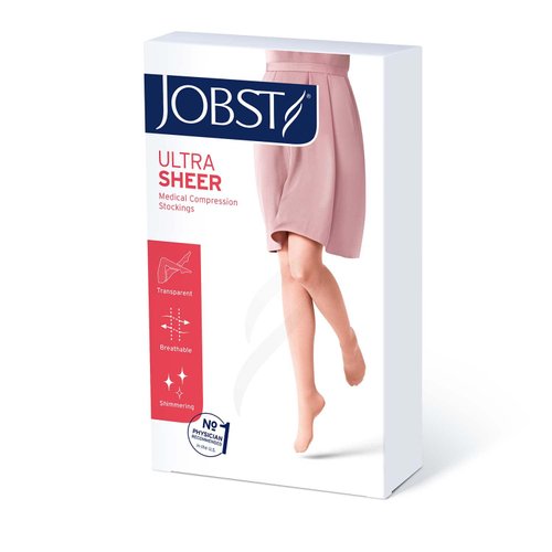 JOBST UltraSheer Diamond Pattern Compression Stockings, 15-20 mmHg, Waist High, Closed Toe, Classic Black, Medium