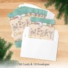 Designer Greetings Christmas Cards - Box Set 18 Cards and 18 Envelopes - Merry Christmas Written in the Sand with Seashells Spelling Merry