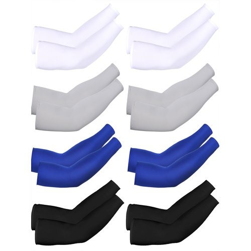 Mudder 8 Pairs UV Sun Protection Arm Sleeves Compression Arm Sleeves Ice Silk Unisex Sports Sleeve