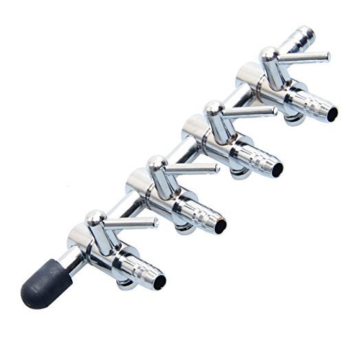 Pawfly 4-Way Aquarium Air Flow Control Lever Valve Manifold for Air Pumps Fish Tank Multi-Port Distributor Splitter with 1 Non-Return Check Valve and 6 Suction Cup Clips