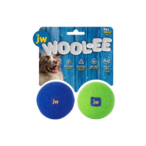 JW Wool-EE Ball Small (2 Pack) Handmade 100% Wool All Natural Dog Toy for Fetch