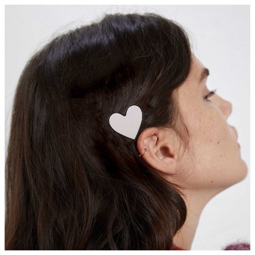 Iaceble Heart Hair Barrette White Heart Hair Side Clip Minimalist Heart Hair Clips Pin Cut Love Heart Hairpins Clip Decorative Hair Accessories for Women and Girls Headdress(White heart)
