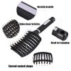 Boar Bristle Detangler Vent Brush Curved Vented Paddle Brush for Blow Drying, Anti-frizz Detangling Brush Styling Hairbrush Comb for Curly Fine Wavy Natural Tangled Hair, Wet or Dry Use