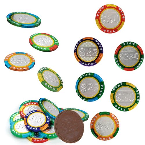 Casino Poker Chips - Belgian Milk Chocolate Coins, Kosher Certified Dairy, Non GMO (Half-Pound)