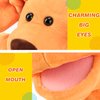 Easfan Puppy Hand Puppet Soft Animal Plush Toy with Movable Mouth Interactive Storytelling Cute Dog Toys Creativity Imagination Christmas Birthday Gifts for Toddlers Kids, Brown
