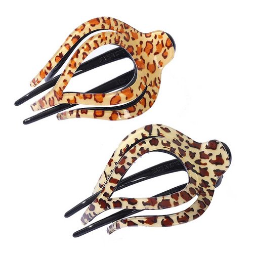 2 Pcs Acrylic Hair Claw Clips Leopard Print Hair Jaw Clips Clamps Non Slip Hair Barrettes Ponytail Holder Hair Accessories for Women and Girls