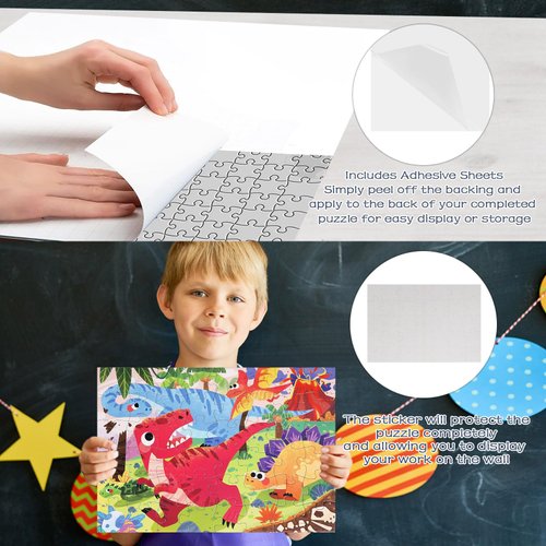 Dinosaur Escape Jumbo 48 Piece Puzzles for Kids Ages 4-6, Educational Preschool Floor Puzzles for Kids Ages 3-5 with Bonus Puzzle Sticker Sheets, Ideal Learning Toy Gift for Kids Ages 8-10