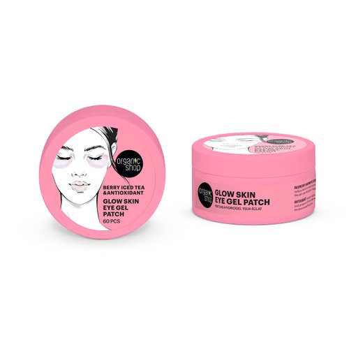Organic Shop Berry Iced Tea & Antioxidant Glow Skin, Hydrogel Eye Patches for Dark Circles, Fight Wrinkles & Fine Lines, Dark Spots, Texture Repair Vegan & Organic. 60 PCS.