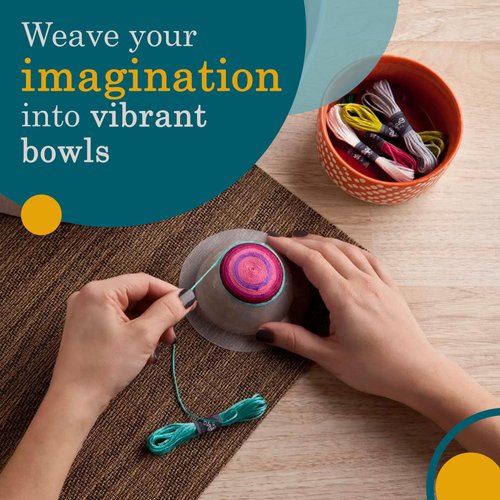 Craft Crush Cotton Thread Bowl DIY Kit - Create 3 Unique Multicolor Bowls for Desk Organization & Home Decor - Craft Kit for Teens & Adults Ages 13+