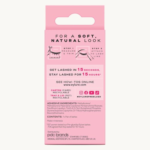 Eylure Press On Pre-Glued False Eyelashes, Naturals, No. 031, 1 Pair