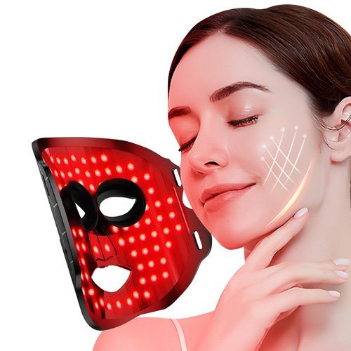 Bnlei Red Light Therapy for Face and Neck, Infrared LED Lamp Face Mask Belt, Red, Yellow, Blue, etc. 7 colors Light Therapy Device Skin Care Facial Treatment Mask Skincare Tool, Black