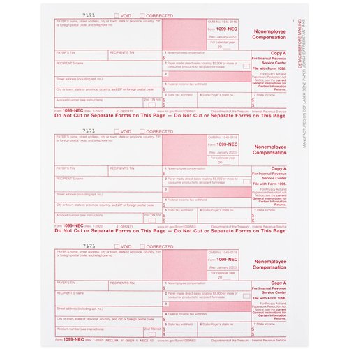 Dutymark 1099 NEC Tax Forms 2023, and 25 Security Envelopes, 25 4 Part Laser Tax Forms Kit, Great for QuickBooks and Accounting Software, 2023 1099 NEC, 25 Pack