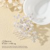Latious Bride Wedding Flower Hair Comb Silver Pearl Bridal Hair Clip Crystal Hair Piece Sparkly Hair Accessories for Women and Girls