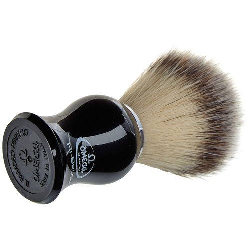 Omega Synthetic Fiber Shaving Brush with Black Plastic Handle - 1 Unit