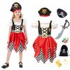 Lingway Toys Girls Deluxe Pirate Costume,Buccaneer Princess Dress With Accessories for Girls 5-6years