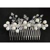 White & Silver Bridal Comb Flower Hair Comb Jooda Pin Bun Comb Clip for Women Hair Brooch Hair Style Hairclips Hair Accessories for Wedding Party