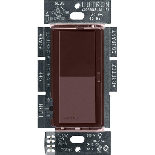 Lutron Diva LED+ Dimmer Switch for Dimmable LED, Halogen and Incandescent Bulbs, 150W/Single-Pole or 3-Way, DVCL-153P-BR, Brown