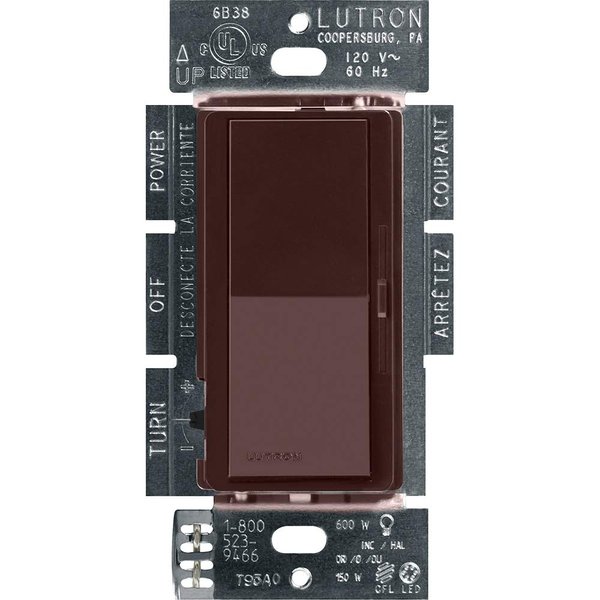 Lutron Diva LED+ Dimmer Switch for Dimmable LED, Halogen and Incandescent Bulbs, 150W/Single-Pole or 3-Way, DVCL-153P-BR, Brown