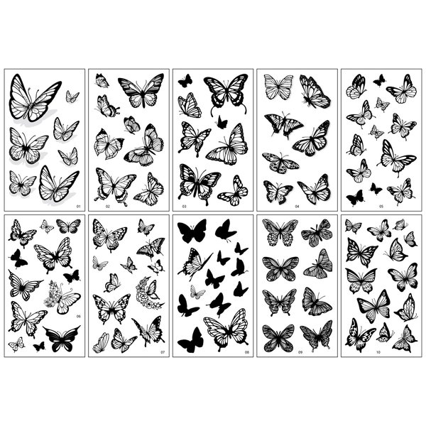20pcs Black Butterfly Temporary Tattoos for Women 3D Realistic Waterproof Butterfly Fake Tattoos Stickers Sexy Tattoos for Women Girls Face Arm Clavicle Waist Body Decoration