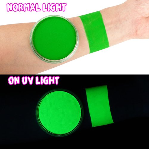 Bowitzki 30g Professional Face Paint Body Paint Water Based Face painting Makeup Safe for Kids and Adults Split Cake Single Color (Neon Green)